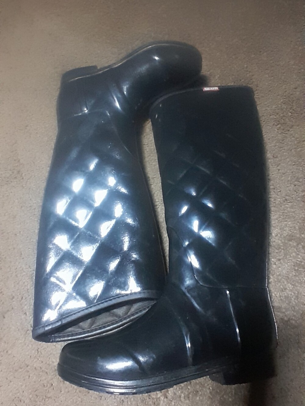 Hunter Black Quilted Gloss Tall Rain Boots